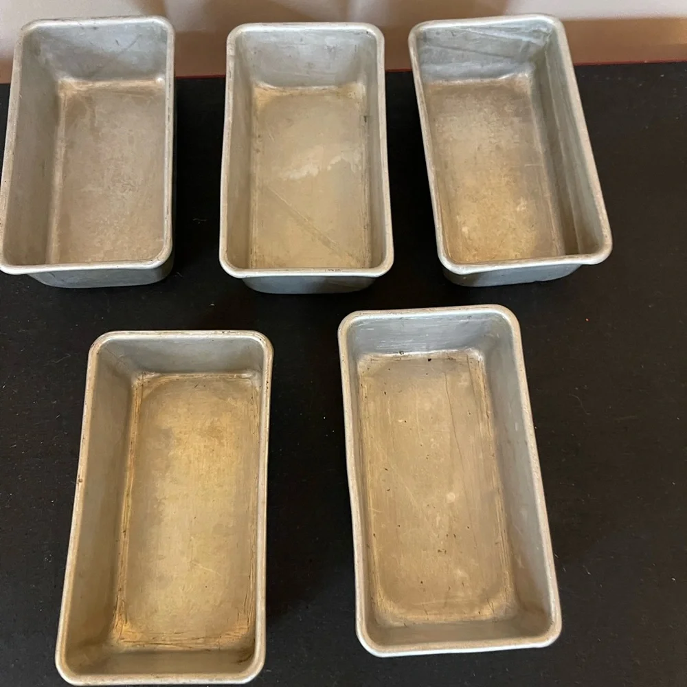 5 Vintage Aluminum Mini Baking Loaf Pans Small Stacking Cake Dessert Bakers Oven - Picture 2 of 6